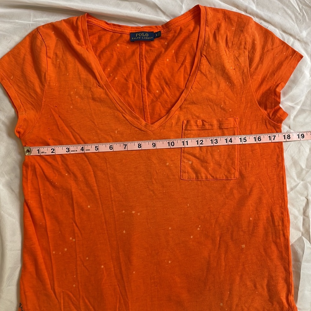 Polo Ralph Lauren Distressed Deep V-Neck Orange T-Shirt - Picture 7 of 13